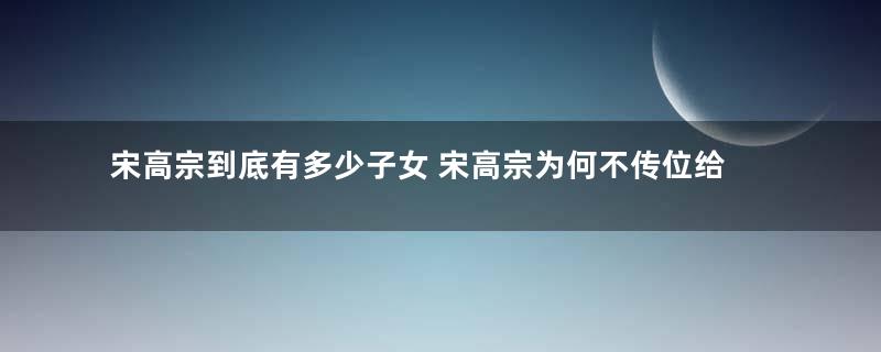 宋高宗到底有多少子女 宋高宗为何不传位给自己的儿子